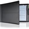 MOWPOG Raccoglitore per libretto degli assegni aziendali, 7 anelli, per assegni aziendali, con custodia con cerniera, in pelle PU nera, per fogli da 22,3 x 33 cm, capacità 600 controlli
