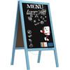 ALLboards Lavagna Nera da Gesso con Cavalletto Azzurro 118x61cm, Struttura in Legno, Scrivibile con Gessetti e Pennarelli a Gesso, per Bar Ristoranti Locali