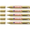 EDDING Set di 5 pennarelli a vernice lucida 750 oro a punta rotonda, 2-4 mm