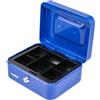 HMF Cassetta portavalori con chiusura a chiave, cassa con inserto portamonete, 5 scomparti per monete | 20 x 16 x 9 cm | Blu