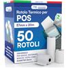 DNK TRADE 50 Rotoli POS Nexi 57x20m Rotolini Carta Termica per Scontrini