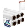 Inoverse Pellicola Estensibile Trasparente - 6 Rotolo 50 cm/2 kg, Film da Imballaggio a Mano per Traslochi, Protezione Mobili e Pallet, Materiale da Imballaggio Resistente