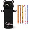 Legami Astuccio super morbido penne gel cancellabili | Set di 5 graziose penne a forma di animale con inchiostro termosensibile + astuccio in peluche (Gattino)
