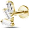 NovaNavel Piercing orecchio/naso tre cristalli in oro