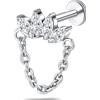 NovaNavel Piercing orecchio/naso marquise con catena in argento