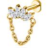 NovaNavel Piercing orecchio/naso marquise con catena in oro