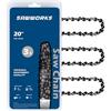SawWorks Catena per motosega da 50,8 cm, passo 0,5 cm, 72 maglie di trasmissione, adatta per Husqvarna 455 (Rancher), 460 (Rancher), Stihl 33RS-72, MS311, MS391, Oregon E72, D72 e altri (3 catene
