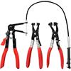 HPBBKD Kit di pinze per fascette stringitubo (3 pezzi), pinza a molla flessibile a lunga portata, pinza per rimozione tubo flessibile, pinza per riparazione tubo flessibile, strumento di riparazione