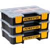 POWERTEC Organizer per piccole parti e cassetta degli attrezzi, 10 scomparti, impilabile con divisori rimovibili, coperchio trasparente, design portatile, confezione da 3 (72117-P3)