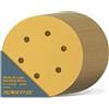 POWERTEC 45222G-50-P2 - Dischi abrasivi a 6 fori, grana 220, 15,2 cm, confezione da 100, colore: oro