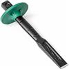 Yankok Scalpello piatto da 20,3 cm con protezione per le mani, verde, 1,9 cm, taglio 20 cm, manico in acciaio legato al cromo vanadio, forma piatta ovale, resistente, per muratura, mattoni, cemento