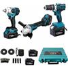 Dealix Kit Utensili 3 in 1 88V: Trapano, Smerigliatrice e Avvitatore a Impulsi - Set Cordless con 2 Batterie e Valigetta