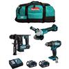 MAKITA Kit MK301 (Trapano Avvitatore DDF482 + Tassellatore DHR171 + Mini-Smerigliatrice DGA504 + 2 Batterie 5,0 Ah + Caricabatterie + LXT600)