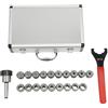Repomanda MTB2-ER32 - Set di pinze di serraggio CNC, 19 pezzi, 2 - 20 mm, precisione 0,015 mm, 45# acciaio 40 Cr con tenditore per il trasporto per gravier fresatura, tornitura MT2
