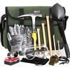 INCLY Kit da 15 pezzi con martello da roccia, martello da 907 g e 3 scalpelli da scavo per caccia alle rocce, attrezzature per miniere d'oro e prospezione strumenti, pala per musette, bussola