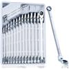 toolant Set di chiavi a cricchetto extra lunghe, testa flessibile e testa fissa offset, set di chiavi combinate a doppia estremità, in acciaio CR-V, metriche 8-19 mm e 21-24 mm, 16 pezzi con vassoio