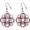 ParticolarModa Orecchini donna a Rosone pendenti leggeri lunghi e intrecciati Arg/Rosso