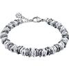 ParticolarModa Bracciale Donna regolabile quadrifoglio portafortuna nodini lucido diamantato 7 mm (Regolabile da 19 a 22 cm (x polso 16-18), Argentato/Fumè)