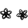 Generico Orecchini Fiore Nero all'Uncinetto Riciclato - Gioielli Sostenibili Fatti a Mano, Made in Italy, Bijoux da donna, Lavorazione Artigianale