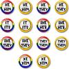 Generic Pronouns Pin Button Badge Pinback, 32mm, Pronoun Pin Badge - HE HIM, HE THEY, IT ITS, SHE HER, SHE THEY, THEY THEM, XE XEM Pin Button Badge, Gender Pronoun Badge, LGBTQ+, LGBT (Pack of 10)