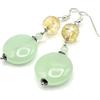 Generico Orecchini in Giada Verde e Citrino Naturale, Pendenti Lunghi, Argento 925 Italiano, Gioielli Pietre Dure, Bijoux Artigianali, Regalo per Lei
