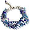 Generico Bracciale all'uncinetto con filo dorato e perline (Azzurro)