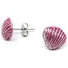 Generic Orecchini a lobo con conchiglia fucsia e argento 12x10 mm