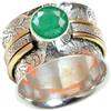 Kanika Jewelry Trove Wide Fusion Band Ring, 925 Sterling Silver Wide Band Rings for Women, Birthstone May Rings, Emerald Bridesmaid Rings Gift Spinner/Non Spinner (US Ring size 8, Emerald)