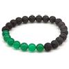 Generico Bracciale in Agata Verde e Pietra Lavica, Pietre Dure, Elastico 19 cm, Fatto a Mano