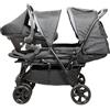 BAMBISOL Passeggino gemellare doppio - BAMBISOL - Passeggino doppio combinato + Seggiolino auto I-size - 4 ruote - Nero