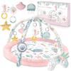 Nukido Palestrina Evolutiva per Bambini Tappeto Gioco con Archi Rimovibili 7 Giocattoli Multifunzionali Morbido Cuscino Pieghevole Rosa Ocean