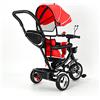 Willonin Triciclo bambino evolutivo,Triciclo per bambini, triciclo per passeggino 5 in 1 per bambini con maniglia di spinta regolabile, baldacchino rimovibile, imbracatura di sicurezza (grande rosso)