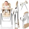 Kidsgigglz Seggiolone pieghevole per bambini 4in1, 4 posizioni reclinabili, altezza regolabile, seggiolone con vassoio e rotelle rimovibili, regolabile con cintura a 5 punti, Beige