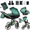 Junama Passeggino TRIO Diamond Fluo 02 Verde e Oro - 2in1 3in1 4in1 + ombrellino (3 in 1 con Seggiolino Auto)