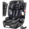 KIDIZ Seggiolino auto per bambini, gruppo 1 + 2 + 3, 9 - 36 kg, cintura di sicurezza a 5 punti, seggiolino auto, seggiolino per bambini, poggiatesta regolabile (antracite, seggiolino auto con Isofix)