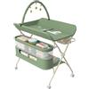 Belfoyer Fasciatoio Neonato Pieghevole con Giostrina & Doppio Ripiano - Fasciatoio Portatile Altezza Regolabile, Richiudibile con Ruote Bloccabili & Design Ergonomico (75×68×83-91 cm,Verde)
