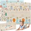MS Fancy - Tappeto gioco per bambini 180x200 cm - Doppio lato, imbottito (spessore 1,5 cm), pieghevole e con borsa per il trasporto (Leon/Aereo)