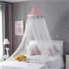 ENEN Zanzariera Baldacchino per Letto Bambina, Baldacchino a Cupola di Tulle con Pompons, Decorazione da Sogno per Cameretta dei Bambini, Lettino, Culla Neonato,Tenda da Gioco (Rosa)
