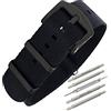 Masar 20mm Premium NATO - Universale - Nylon Cinturino Orologio Watch Straps, fibbia nera, Nato | Full Black, 20 mm