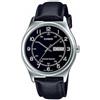 Casio Orologio da polso da uomo al quarzo classico cinturino in pelle nero cassa in ottone display analogico nero - MTP-V006L-1B2