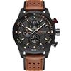 CURREN Orologio da polso sportivo da uomo, impermeabile, cinturino in pelle, 8250 (marrone), Marrone, classico