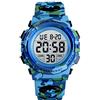 SKMEI Orologio digitale quadrato da uomo, classico, multifunzione, impermeabile, cronometro, conto alla rovescia, sveglia, Blu mimetico chiaro, 1.89*1.69*0.63 inch, Sportivo