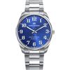 Mark Maddox HM1029-35 - Orologio analogico da uomo a tre aghi, 41 mm, cassa e bracciale in acciaio, quadrante blu con numeri arabi, WR 50 m