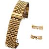 Generic YGUK0J 16/18/20/22mm compatibile con cinturino Jubilee in acciaio inossidabile massiccio compatibile con Rolex 12/13/14/17/19mm sostituzione cinturino piatto con estremità curva(Gold,16mm)