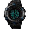 TONSHEN Quadrante Grande Multifunzione Sportivo Orologi da Polso da Uomo 50M Impermeabile LED Elettronico Doppio Tempo Plastica Digitale Orologio e Gomma Cinturino (Blu)