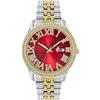 ICEDIAMOND Moda Colorato Quadrante Romano Ghiacciato Orologio Da Polso Full Bling CZ Diamante Calendario Al Quarzo Orologio per Uomo Donna (M-Red)