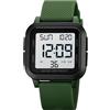 findtime Orologio digitale quadrato a LED con numeri grandi, orologio da polso per uomo e donna, unisex, per attività all'aperto, con allarme/timer/doppio orno/cronometro/12/24H, verde/bianco, cinghia