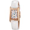 ALANTOP Elegante orologio al quarzo da donna, rettangolare, con cinturino in pelle, corona di cristallo blu, impermeabile, design elegante, Piccolo-bianco