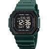 Gosasa Orologio da polso con quadrante quadrato classico, unisex, digitale, multifunzione, per esterni, casual, conto alla rovescia 50 m, impermeabile, con luce LED, D verde., Digitale