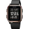 Gosasa Orologio digitale multifunzione con quadrante quadrato classico, unisex, per uomo e donna, impermeabile fino a 50 m, con luce LED, colore: rosa dorato